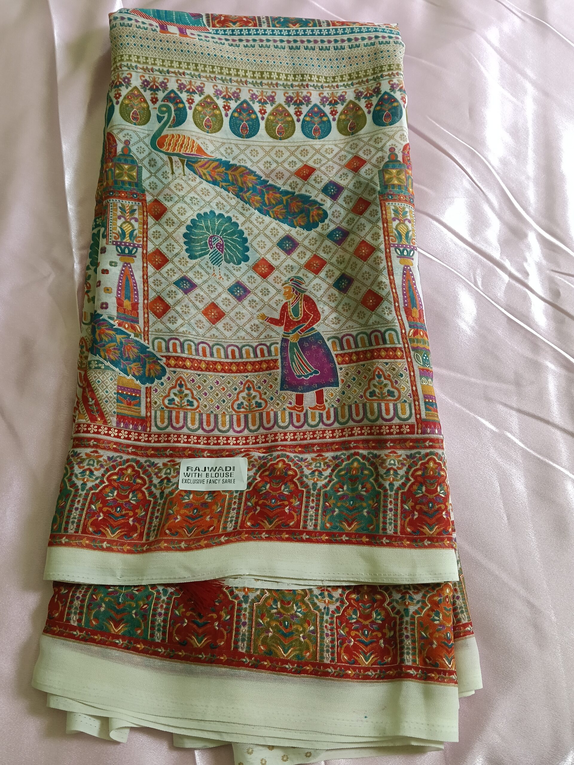 White Fancy Saree with Rich Heritage Design - Image 3