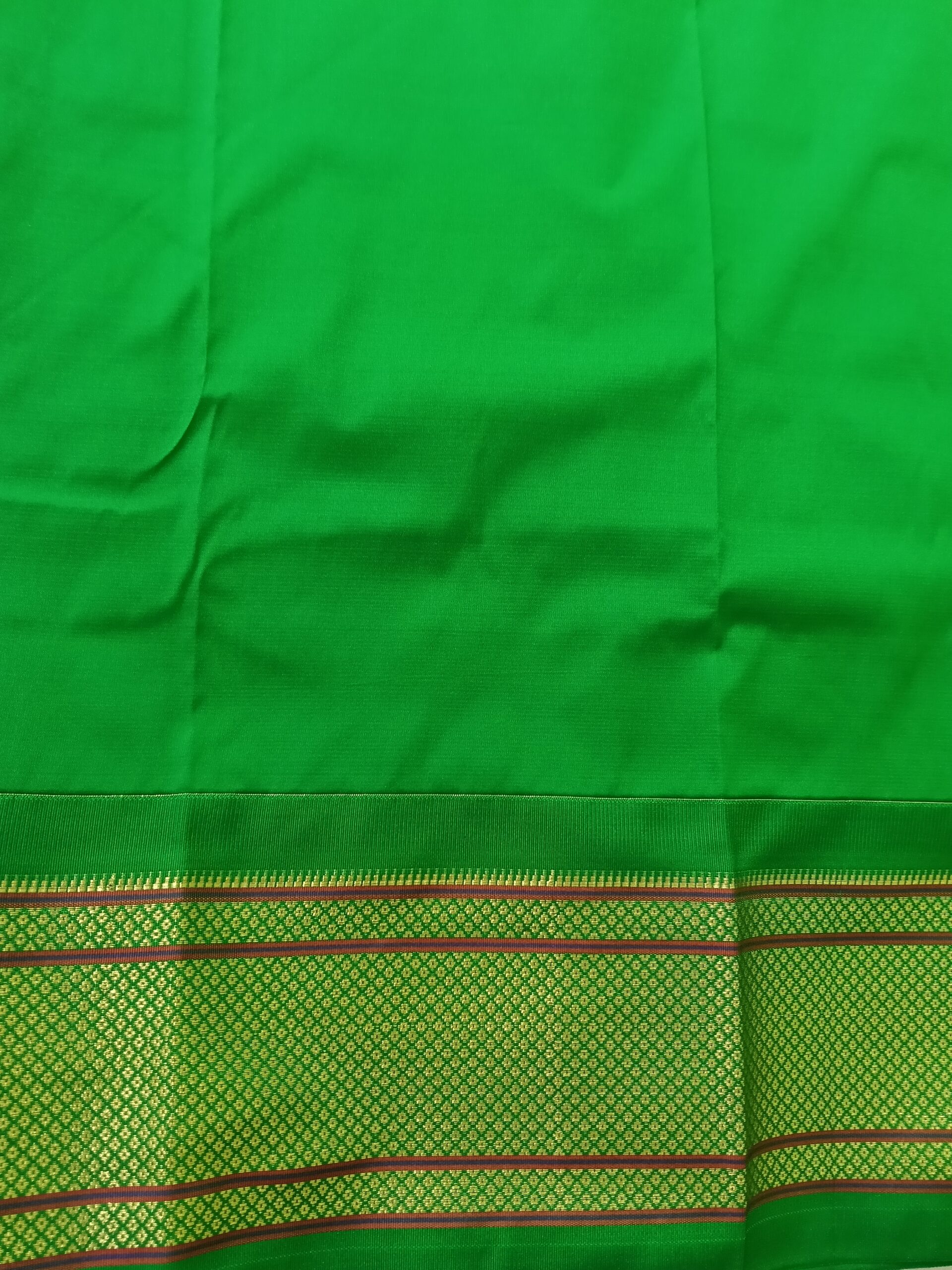 Purple Semi Silk Saree with Green Border - Image 6