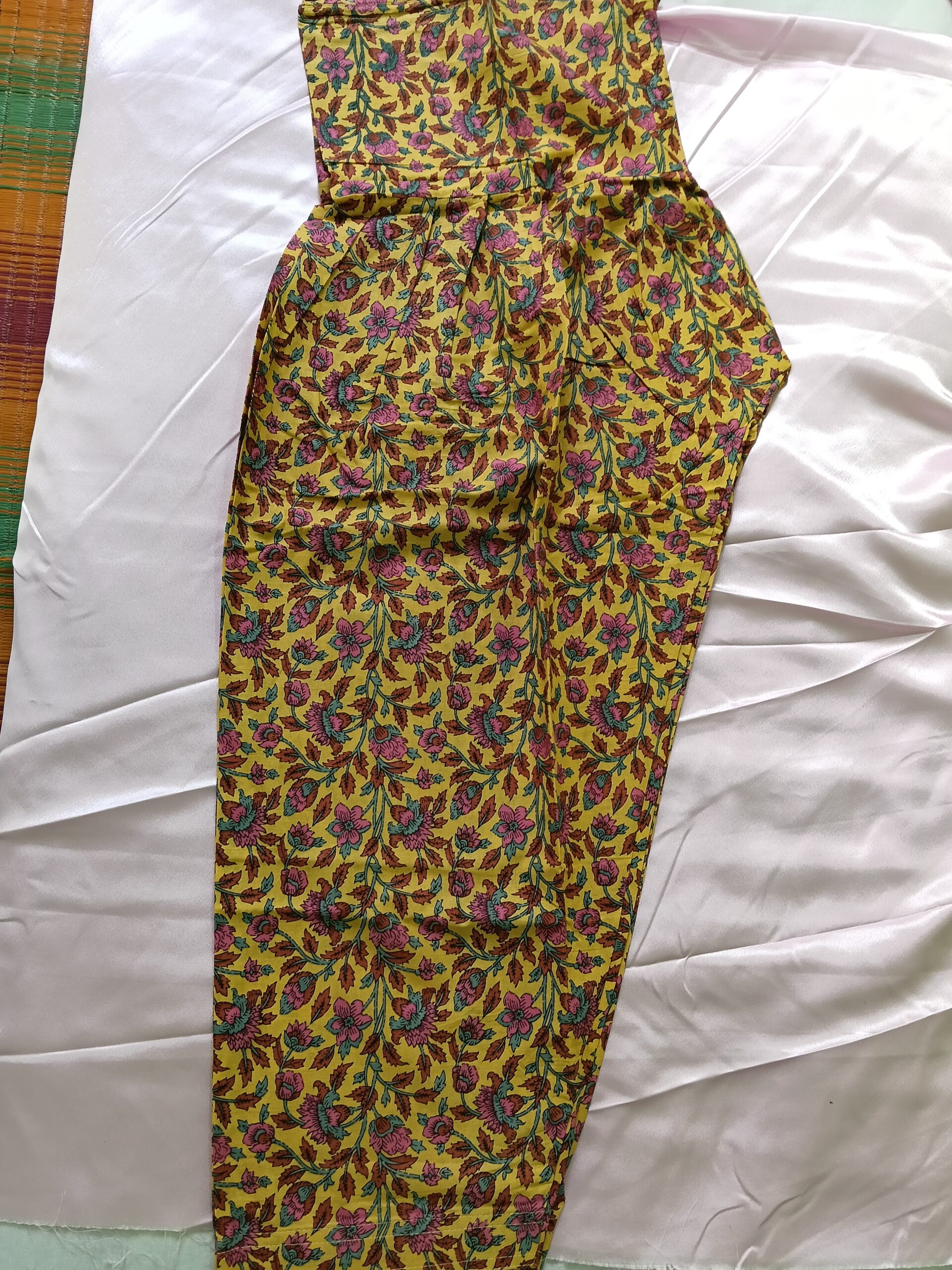 Pink top with Yellow salwar Dupatta Floral cotton salwar suit - Image 6