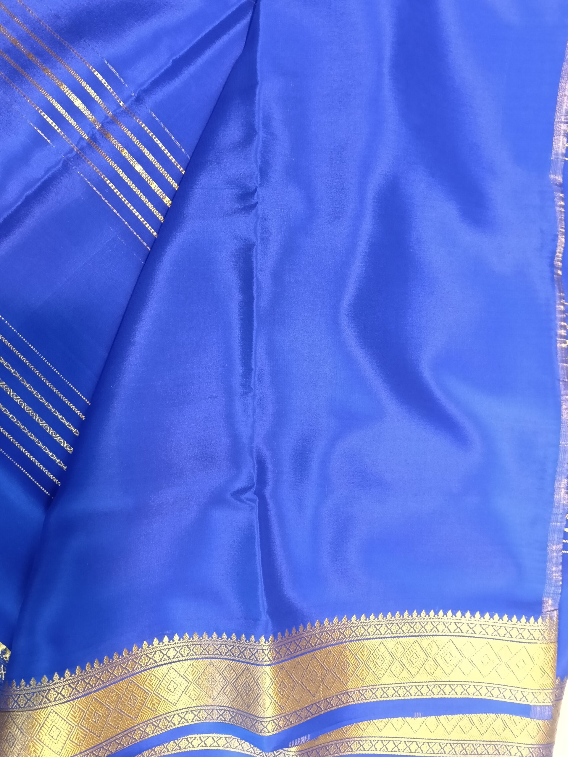Mysore Crepe Silk Blue Saree - Image 5