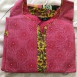 Pink top with Yellow salwar Dupatta Floral cotton salwar suit - Image 4